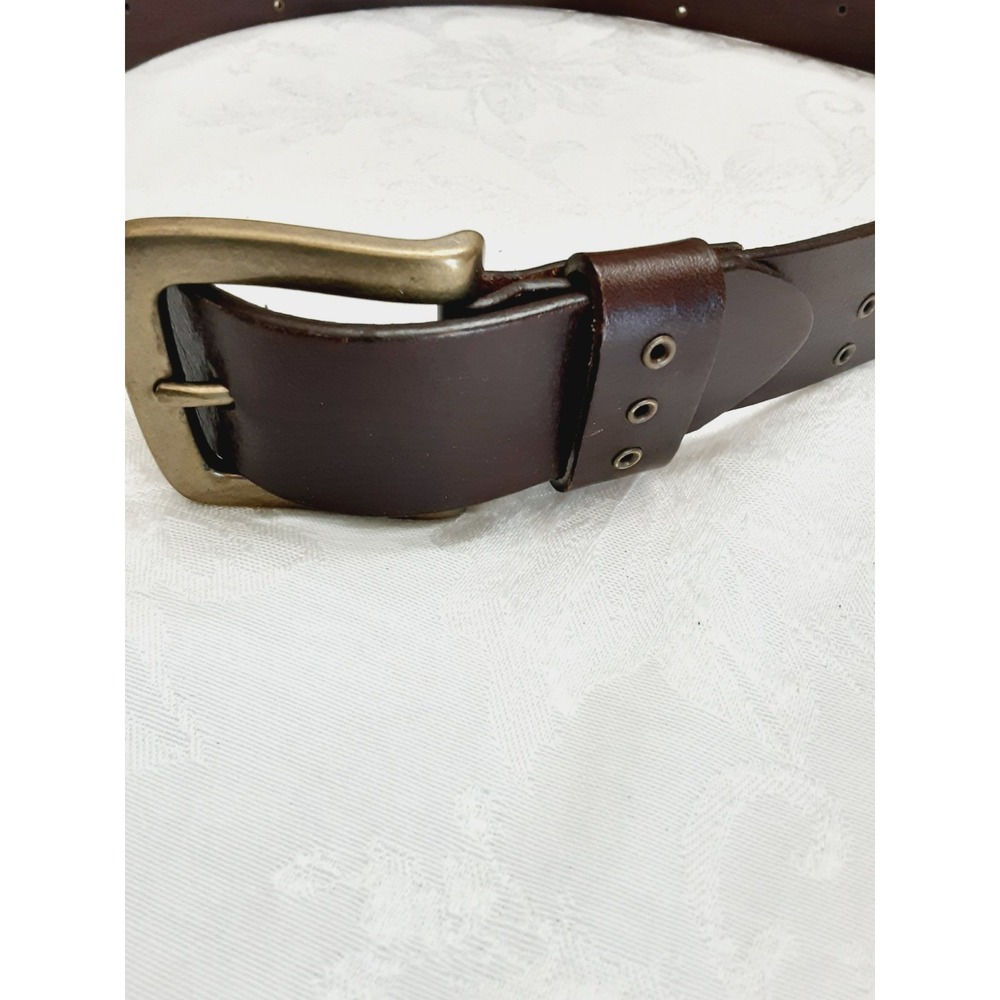 Italian Leather Belt Brown Brass Buckle Size Medium Women First Quality USA